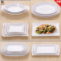 Melamine white rice bowl hot pot dish dish rectangular dish dish pan imitation porcelain hot pot barbecue barbecue barbecue plate tableware