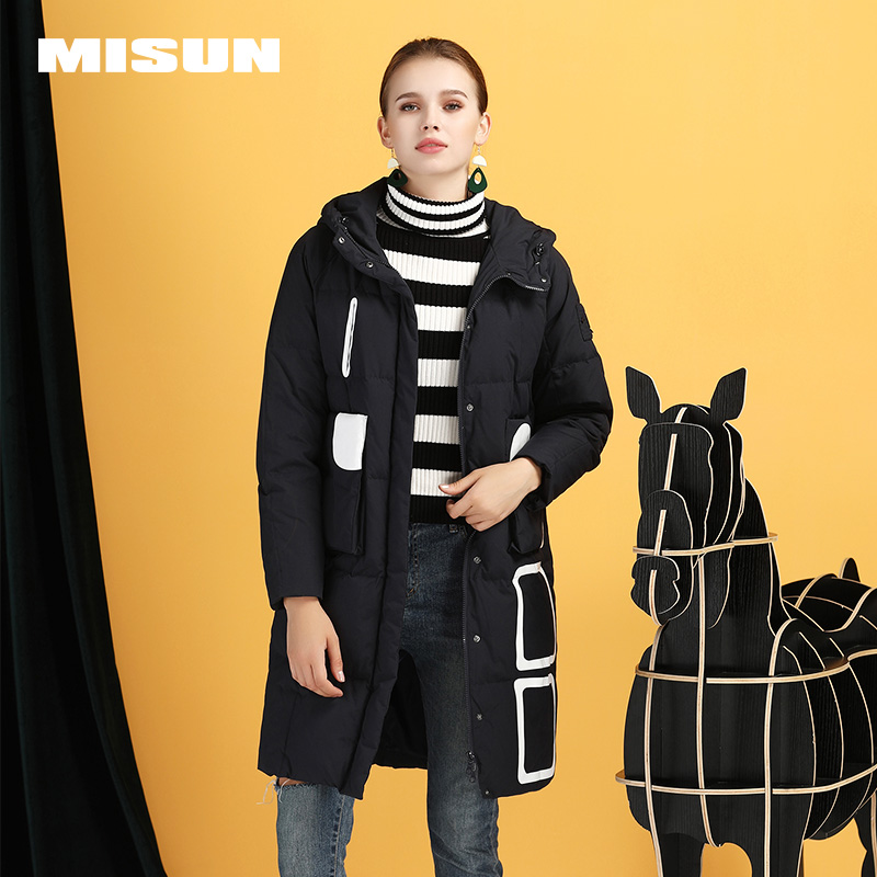 米尚 韩版茧型加厚 500蓬 女式中长款连帽羽绒服 天猫优惠券折后￥299包邮（￥799-500）4色可选