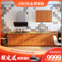 Zhibang overall cabinet custom kitchen cabinet decoration quartz stone countertop kitchen cabinet custom-made simple European style cube kitchen