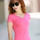 V -neck с коротким рукавом -Rose Red