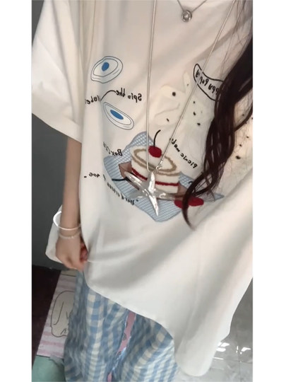 韩系减龄运动套装女夏季2025新款学生休闲短袖格子裤时尚两件套