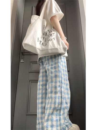 韩系减龄运动套装女夏季2025新款学生休闲短袖格子裤时尚两件套