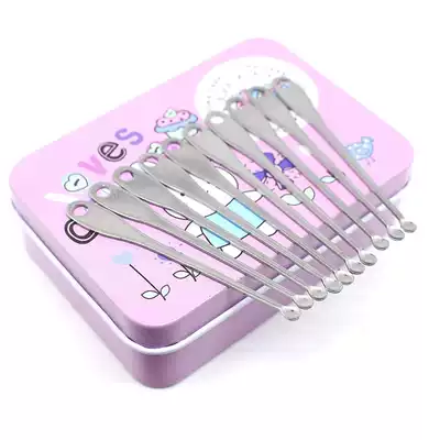 Old-fashioned ear scoop stainless steel ear cleaner glowing adult children's ear spoon thin edge round nail clipper set