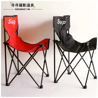 Photo studio location travel folding chair wedding photography props chair outdoor beach fishing Red