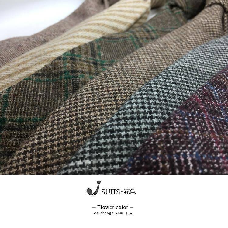 7cm Wool Tie Houndstooth Dark Green Plaid Casual Retro Tie Gentleman's Suit Coffee Color Tie