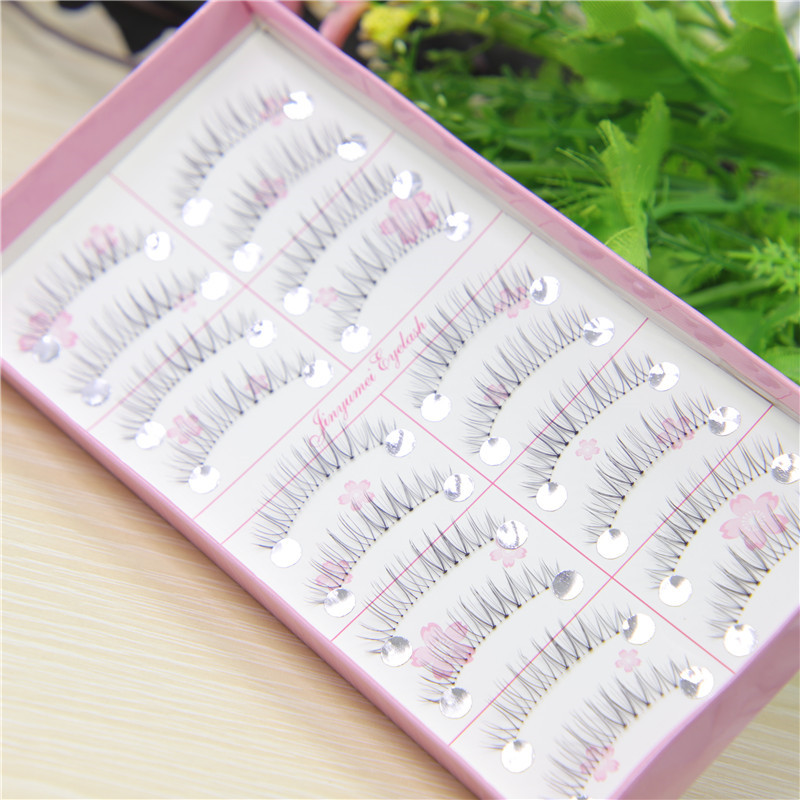 W08 Jin Yumei ngắn trước mười đôi cô dâu trang điểm lông mi giả tự nhiên gầy lông thực tế trang điểm hàng ngày - Lông mi giả mi dưới giả