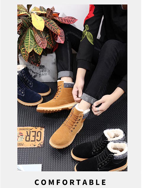 Giày cotton mùa đông nam cộng với nhung giày tuyết nam Giày nam giày đế mềm chống thấm nước dày ấm Martin ủng cotton ngắn giày boot nam da lộn
