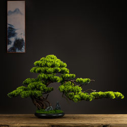 Artificial Welcoming Pine Tree for Living Room, Fake Pine Bonsai for Entrance, Office Greenery, Fake Tree for Exhibition Hall, Decorative Large Ornament