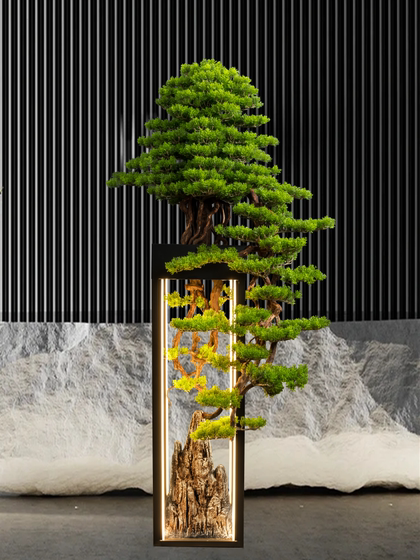 Simulated welcome pine floor-to-ceiling ornaments, large green plant bonsai, hotel villa living room decorations, housewarming gifts for new homes
