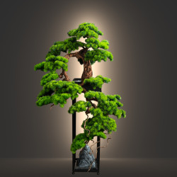 Simulated Real Wood Welcoming Pine Green Plant, Living Room Artificial Tree, Hotel Clubhouse Decoration, Opening Gift, Large Floor-Standing Ornament