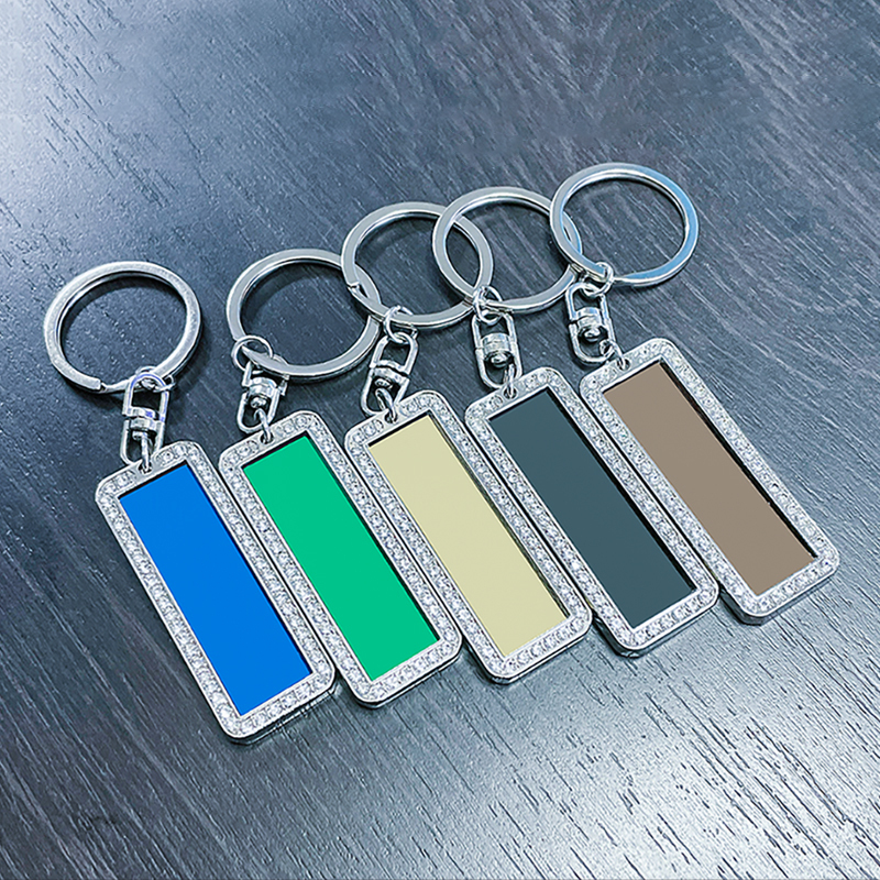 License Plate Keychain Blank Without Words Laser Material Stainless Steel Square Mini Key Tag Metal Gift Keychain