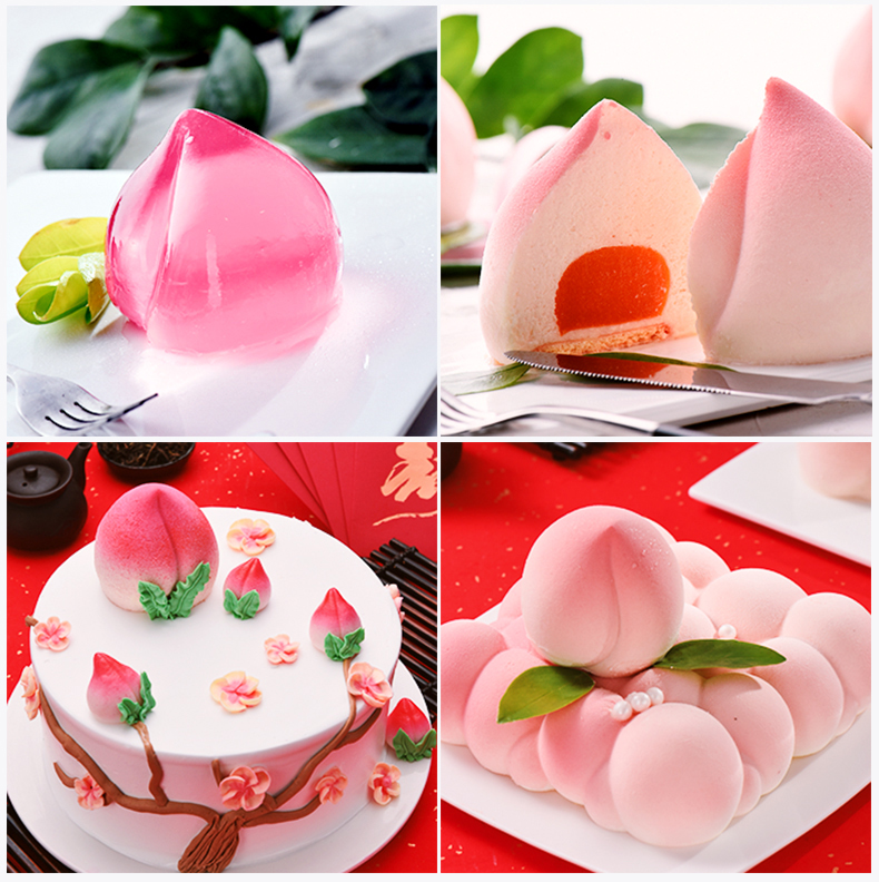 Shou Tao Khuôn Silicone Stereo 3D Bánh sinh nhật Khuôn Sôcôla Silicone Khuôn đào Hướng dẫn DIY mài mòn - Tự làm khuôn nướng khuôn bánh trung thu 50g