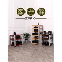 Huisheng titanium alloy solid wood cabinet logs two three four and five layers amplifier rack audio speaker walnut oak