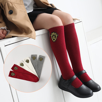 Girls in the socks over the knee spring summer thin British College wind stockings children students wine red socks