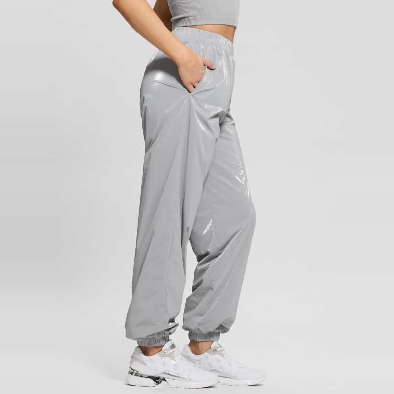 Women's Woven Nylon Jogger Pants with Elastic Waist, Comfortable Casual Tapered Leg, Cuffed Casual Long Pants Bottoms Women's Woven Nylon Jogger Pants with Elastic Waist, Comfortable Casual Tapered Leg, Cuffed Casual Long Pants Bottoms