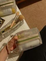 Net Yarn Portable Women Travel Carry-on Transparent Wash Bag Skin Care Products Lipstick With Red Brush Senna Bag