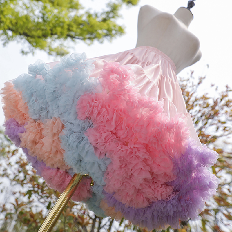 Skirt support lolita Lolita rainbow violent cloud support daily marshmallow boneless soft yarn 45cm fluffy daily
