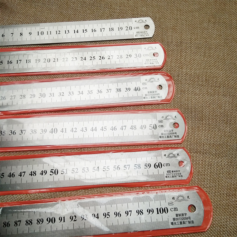 Stainless steel straight ruler 15 20 50 60 100CM hardware tool steel ruler double-sided engraving ruler metric inch ruler