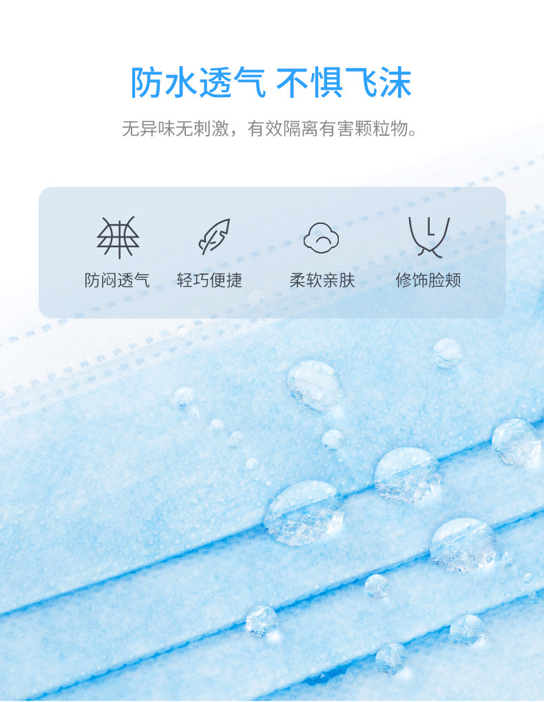 贝西普 一次性三层含熔喷层口罩 50片 图6