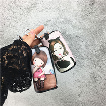 2022 new car key bag women mini small zipper zero money bag Korean version Jane about cute lock spoon pins