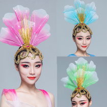 Dance performance headwear performance head flower opening dance new 2018 female adult stage Exaggerated Head Accessories Dance Feathers