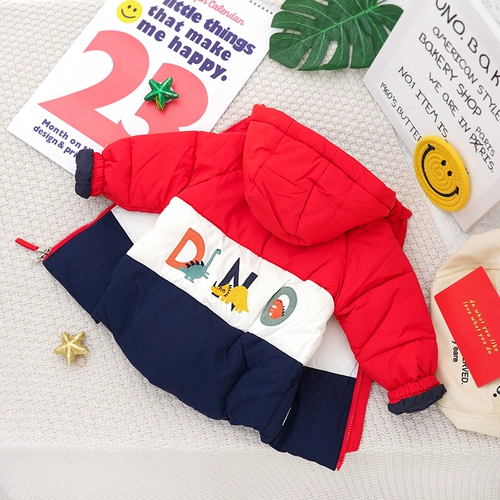 Зимний пуховик для мальчиков, красная детская куртка, увеличенная толщина