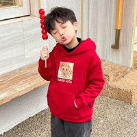 Детская осенняя толстовка с капюшоном, красная раскраска, бархатный утепленный детский осенний оберег на день рождения для мальчиков