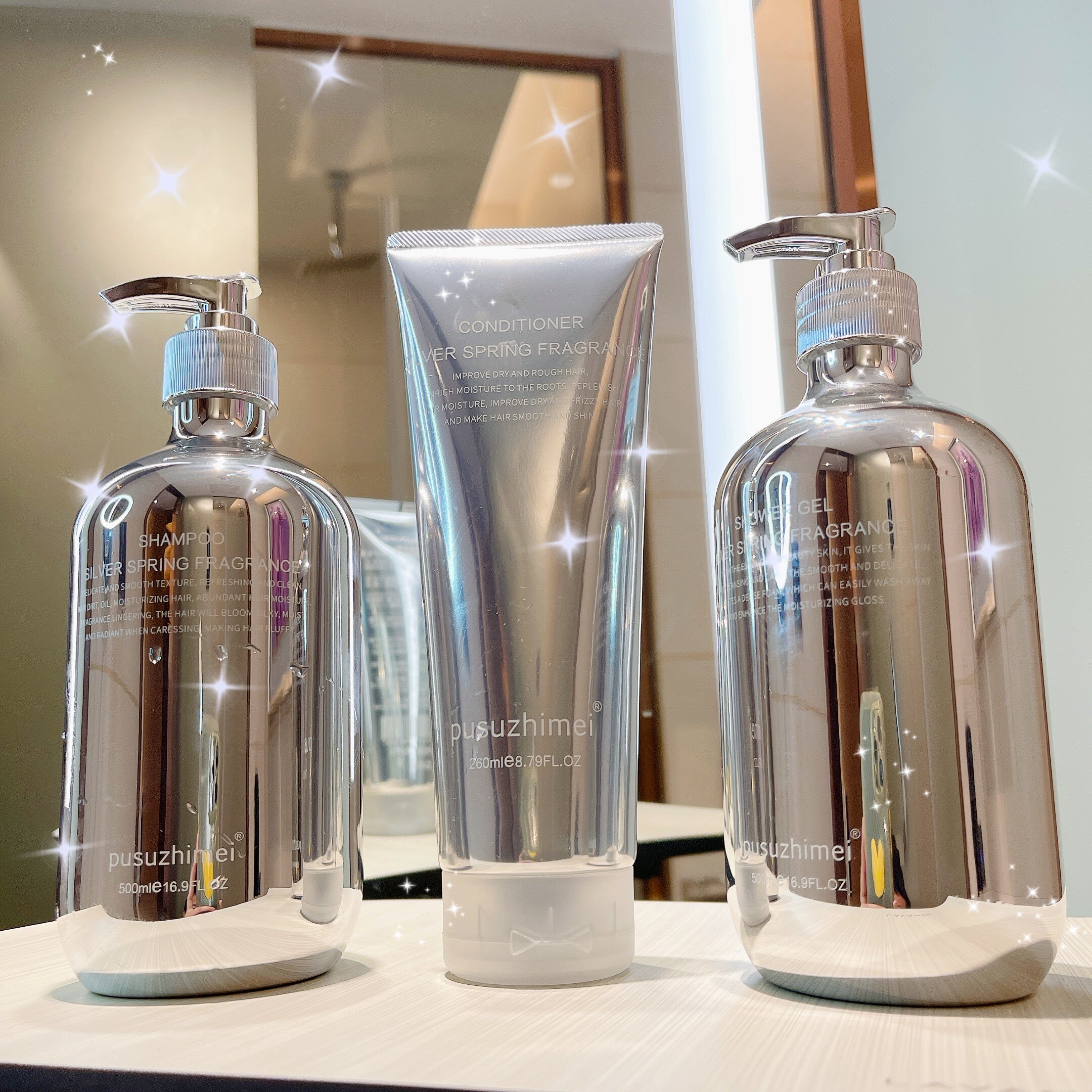 Explosive silver fragrance shampoo long-lasting fragrance conditioner shower gel three-piece set oil control anti-dandruff anti-itch