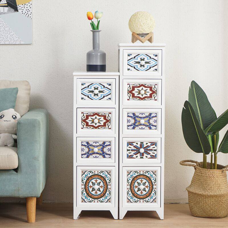 Bucket American light luxury bedside table small ultra-narrow economical storage cabinet storage cabinet storage home wooden bedroom cabinet