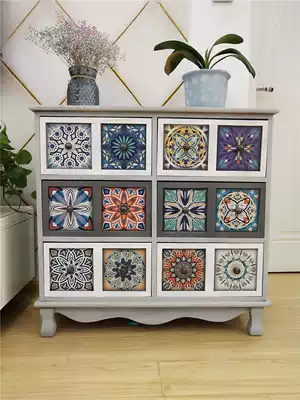 Living room storage cabinet against the wall simple bedside table storage small cabinet American painted cupboard solid wood old retro