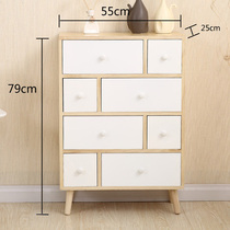 Nordic bedside table Simple modern solid wood bucket cabinet Bedroom small cabinet locker Multi-layer living room locker