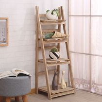 Balcony shelf Bedroom flower rack Solid wood floor-to-ceiling indoor folding multi-layer flower pot rack Simple modern shelf