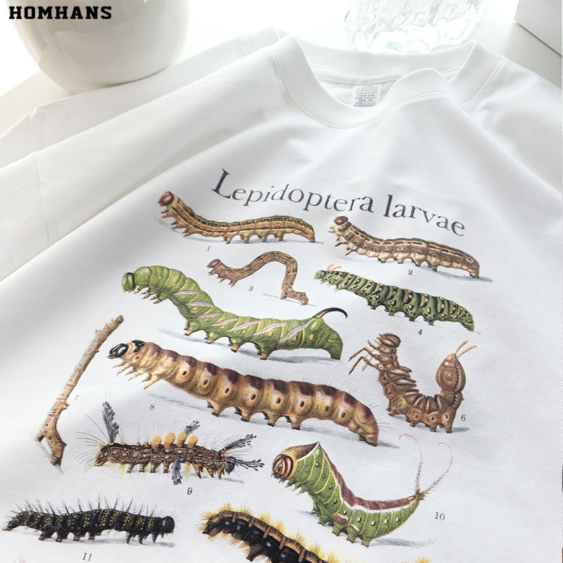 Caterpillar Lepidoptera Larva Print Short Sleeve Animal World Science Fun Personalized T-Shirt Phobia of Crowded Places