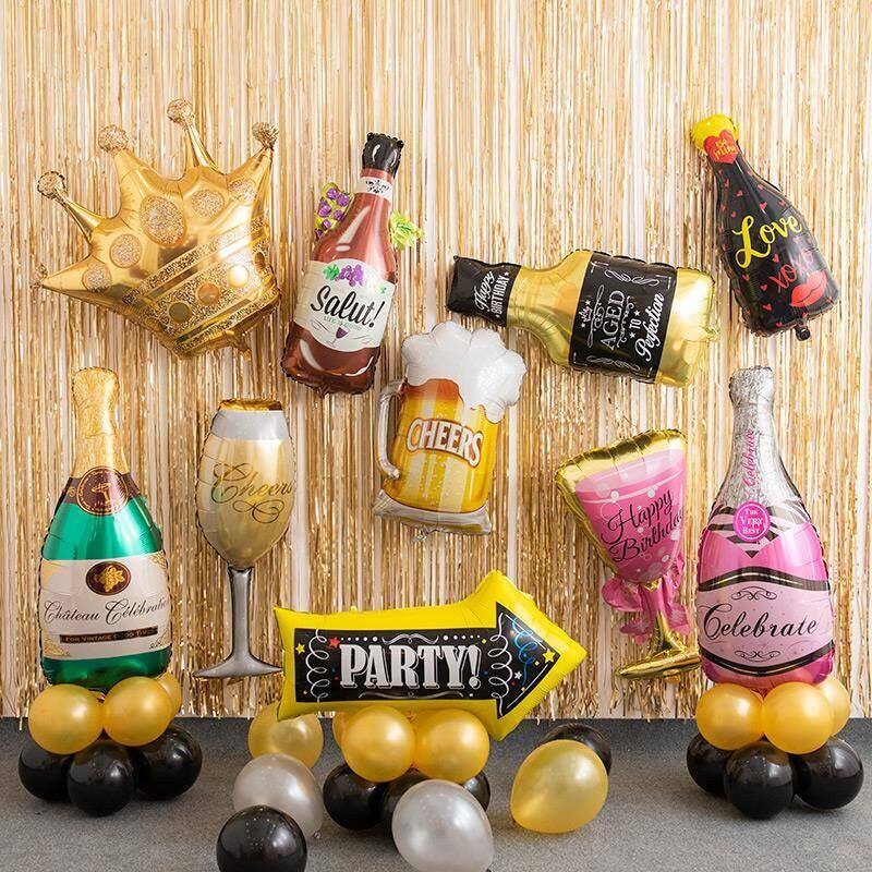 Adult Birthday Wine Glass Wine Bottle Balloon Arrowhead Dress Dress Birthday Party Arrangement Bar KTV Party Balloon
