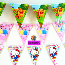 Kindergarten decoration Christmas ornaments childrens birthday party supplies knife flag string flag cartoon triangle flag banner