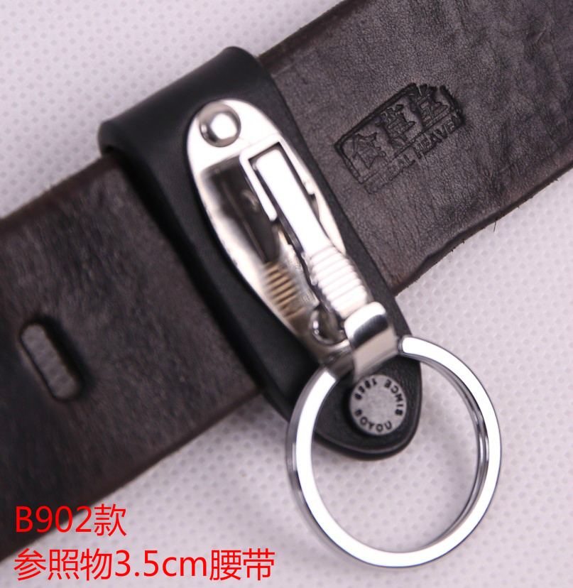 Bofriend B902 genuine leather car key button male type waist hanging wearing strap B906 Bull Leather Keyring Unhurt Strap