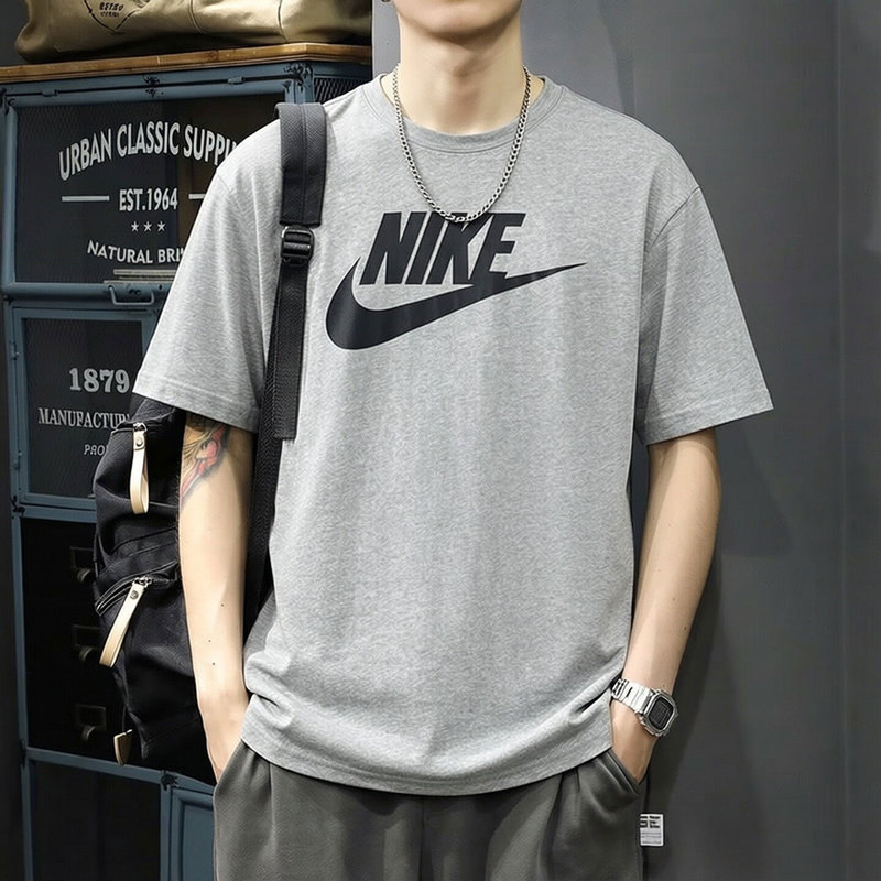 Nike Short-Sleeved Men's Pure Cotton Summer New Sweat-Absorbent and Breathable Sports and Leisure Men's Round Neck Top Half-Sleeved T-Shirt Nike Short-Sleeved Men's Pure Cotton Summer New Sweat-Absorbent and Breathable Sports and Leisure Men's Round Neck Top Half-Sleeved T-Shirt