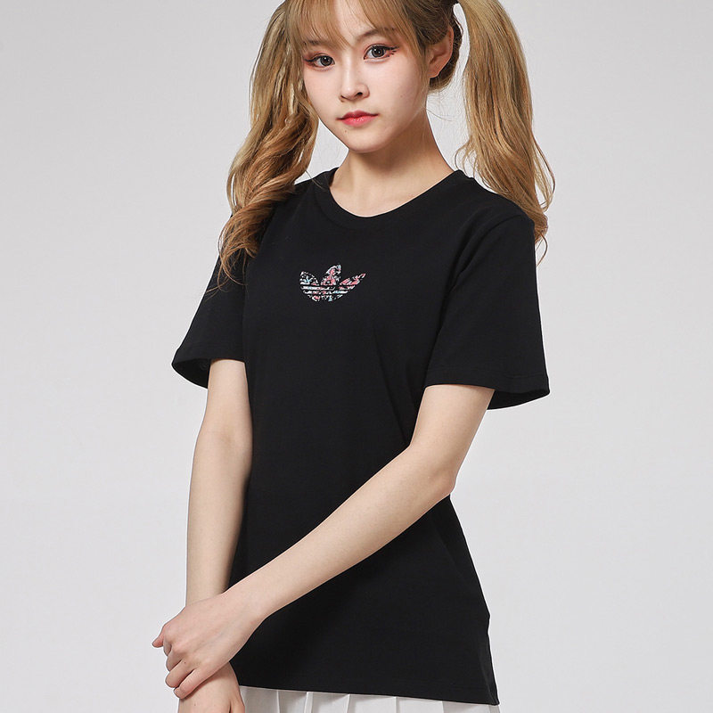 阿迪达斯三叶草运动T恤女2021夏季新款休闲透气跑步短袖GN3042
