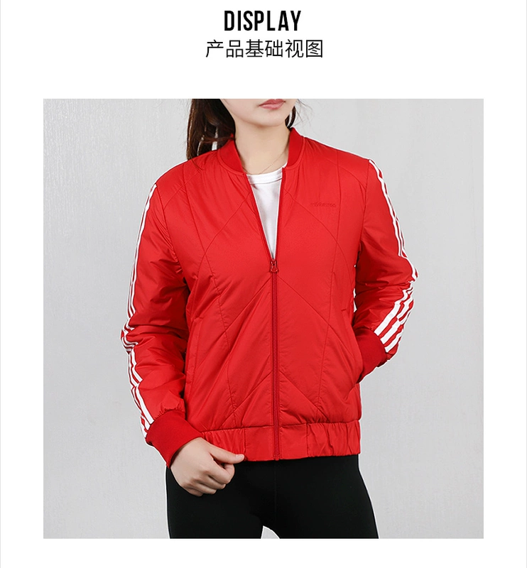 Áo khoác nữ Adidas / Adidas NEO 2019 mùa thu và mùa đông đứng cổ áo đồng phục bóng chày áo khoác cotton thể thao EI4408 - Quần áo độn bông thể thao