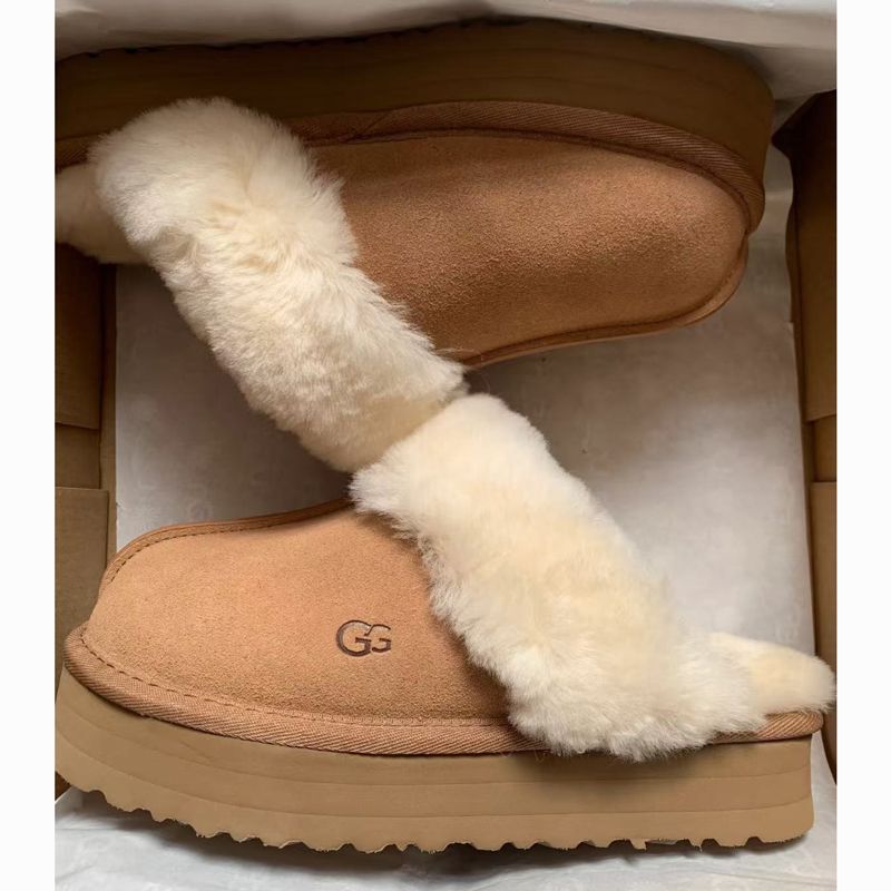 Star-Trail Snow Boots, Thick-Soled Furry Slippers for Women, Closed-Toe Half-Slippers, Sheepskin Integrated, Warm Winter New Style Lazy Shoes