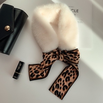 Korean version of cute wool plush imitation rabbit hair scarf female autumn and winter student bib Joker wool collar winter