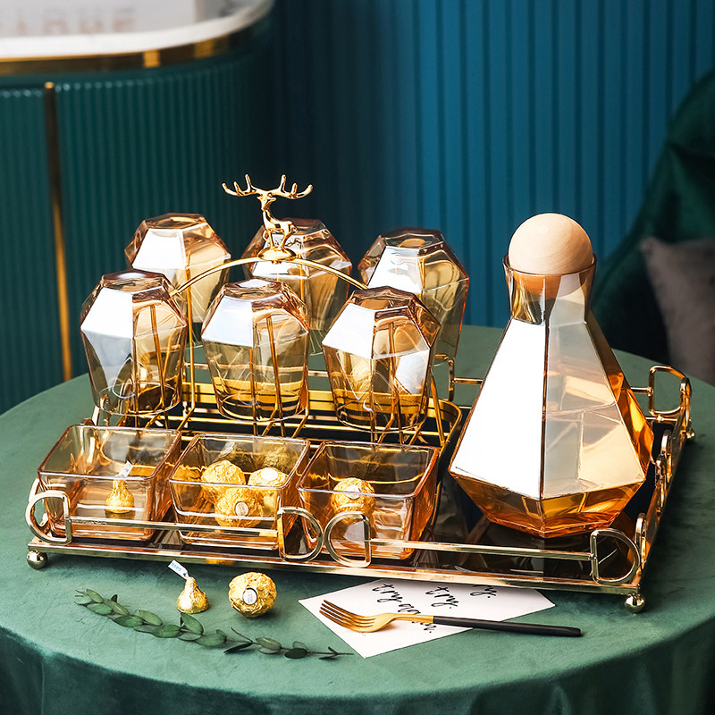 Upscale European style Lower afternoon tea tea set Suit Light Lavish Home Living Room Nordic Wind Glass Fruit Teapot Tea Cup 