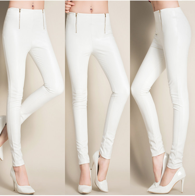 新款高腰紧身PU打底皮裤女长裤显瘦小脚铅笔裤详情14