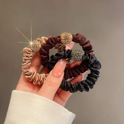 Korean high ponytail bun hair tie, women's leather band hair tie, fashionable hair tie, leather cover hair tie