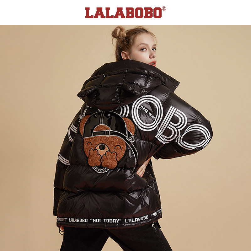 (Sao phù hợp với tư nhân) LALABOBO2019 Loose ngắn Hood thư xuống áo khoác nữ) L19D-WWYW12