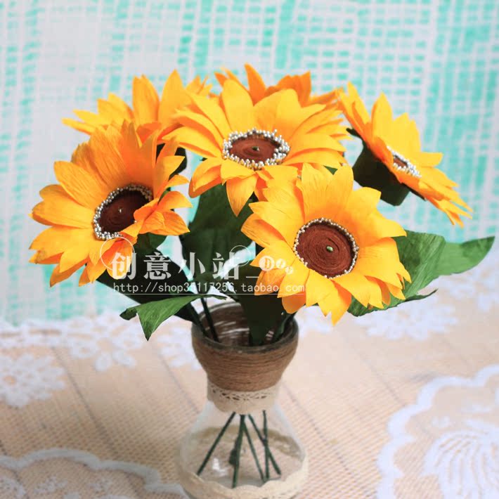 American Sunflower Artisanal Homework Gift Home Decoration Paper Flowers Children DIY Send Bottle Paper Vines Sunflower