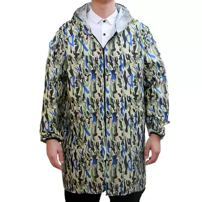 Men's workshop work clothes zipper long sleeve apron cover home waterproof and oil-proof handling Blue Coat Blue big hexagram hanging