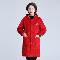Big Gua Zhao Yi winter warm plus velvet thick coat adult female kitchen apron long sleeve extended feather Zhao Yi female