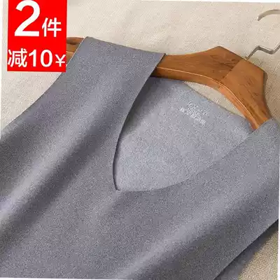 Fat heat elastic personality black and white underwear running V collar Derong male youth warm vest plus velvet fat