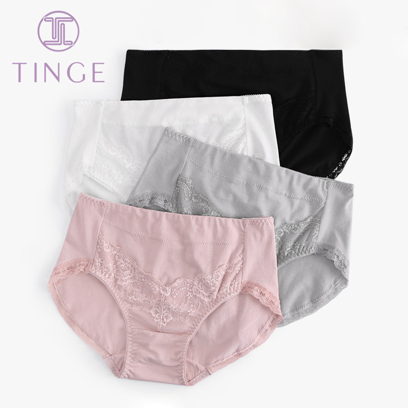 3 medium-high waist cotton mass bunches underpants female Modele lace with hip seductive seductive pure cotton crotch triangular trouser head